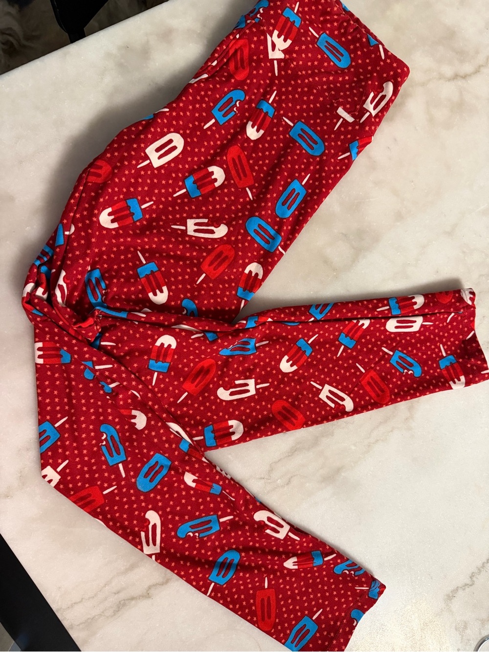 LuLaRoe Americana Red Patriotic Popsicle Print Leggings